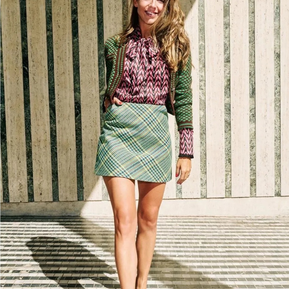 Koton X Melis Ağazat Koleksiyonu Green Plaid Mini Skirt